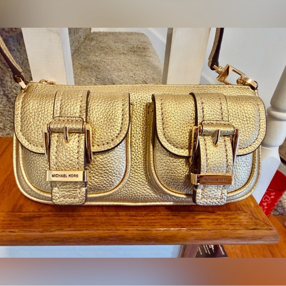 Michael Kors Gold Leather Crossbody Bag brand new bag taking offers.